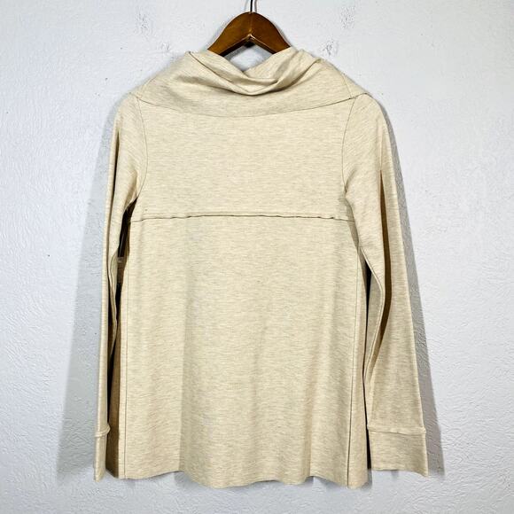 NEW! Kensie Offset Snap Front Cowl Neck Cardigan Long Sleeve Casual Cream - S - Picture 3 of 4